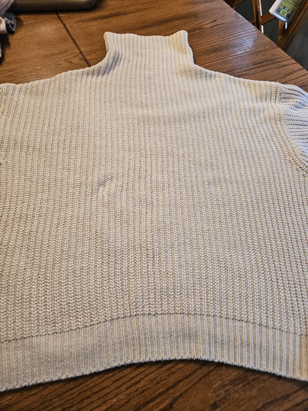 Free People Overaized Cream Ribbed Mock Neck Sweater